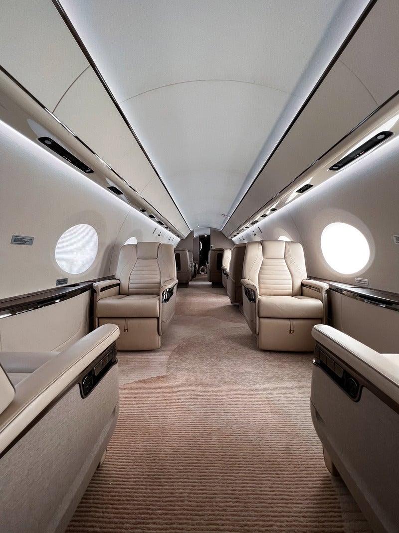 luxury interior of a private jet