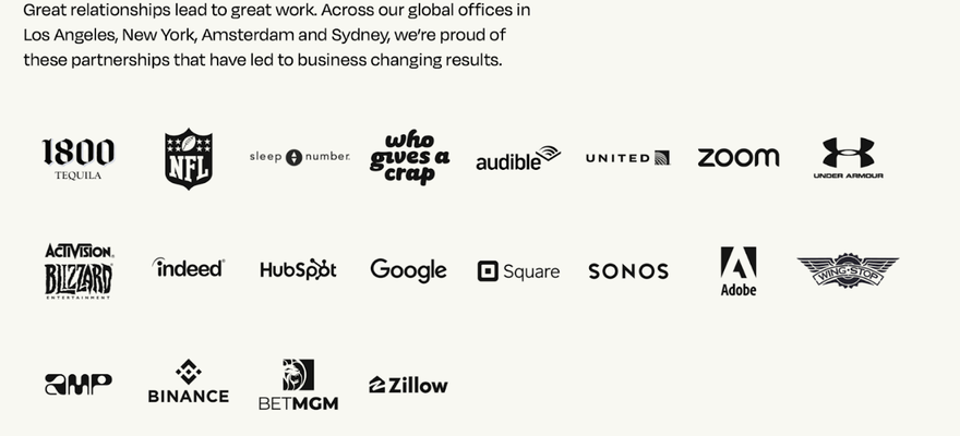 List of client logos on the 72andSunny website