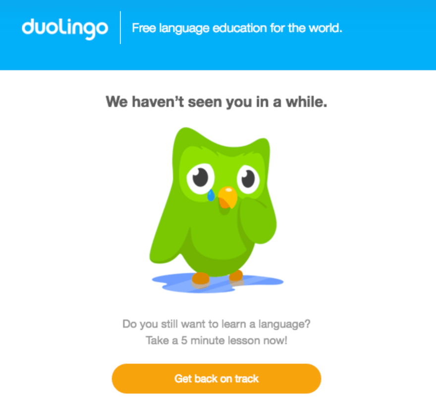 Duolingo win back email example