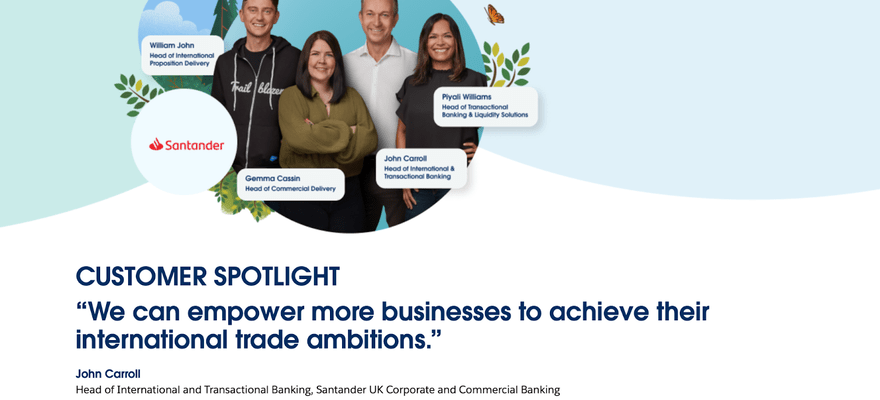 Salesforce customer spotlight with images and quotes