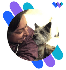 Headshot of Leena Chitnis with her dog